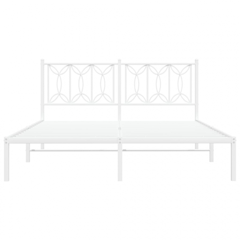 Bettgestell mit Kopfteil Metall Weiß 160x200 cm