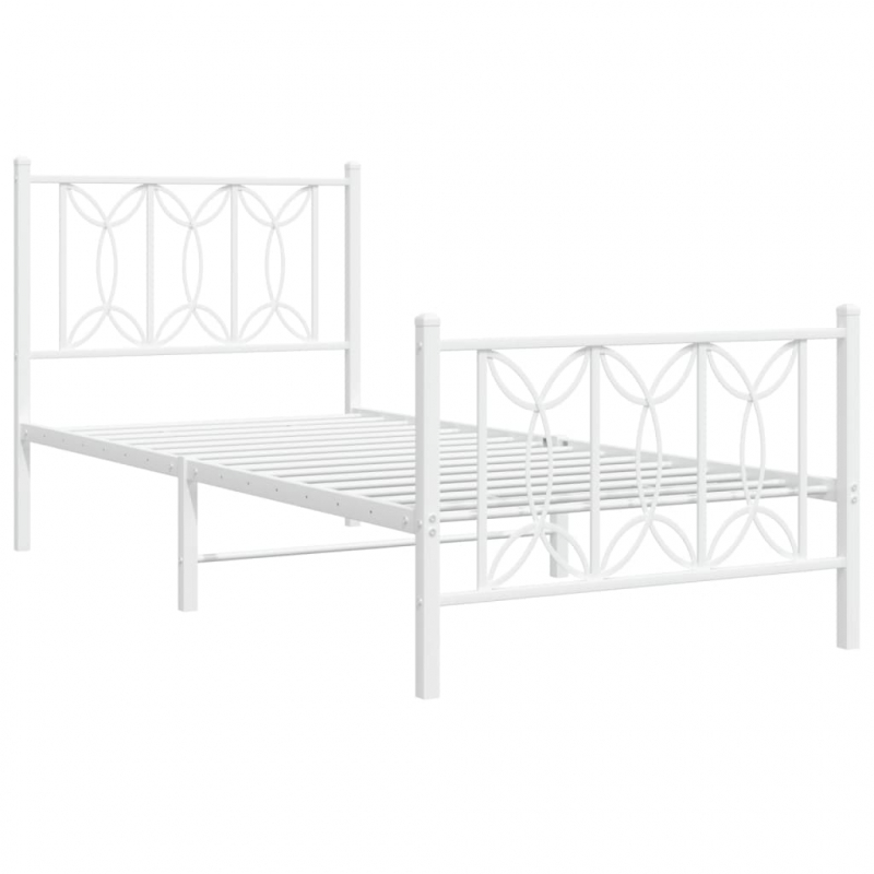 Bettgestell mit Kopf- und Fußteil Metall Weiß 75x190 cm