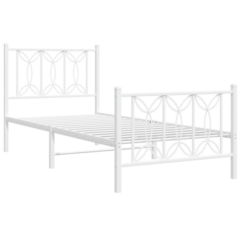 Bettgestell mit Kopf- und Fußteil Metall Weiß 80x200 cm