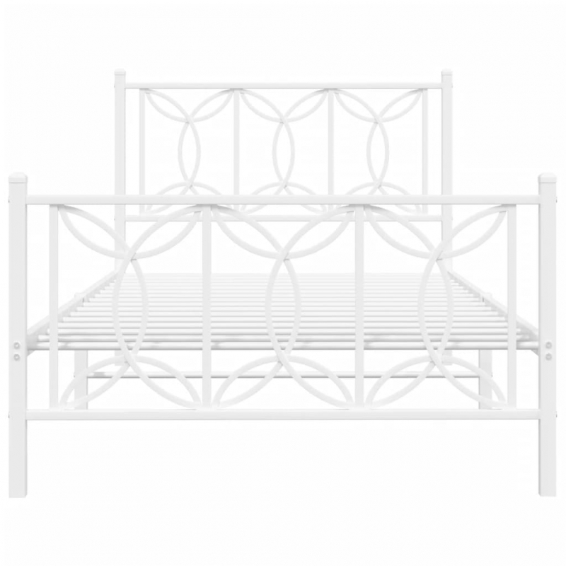 Bettgestell mit Kopf- und Fußteil Metall Weiß 107x203 cm