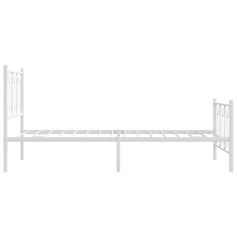 Bettgestell mit Kopf- und Fußteil Metall Weiß 107x203 cm