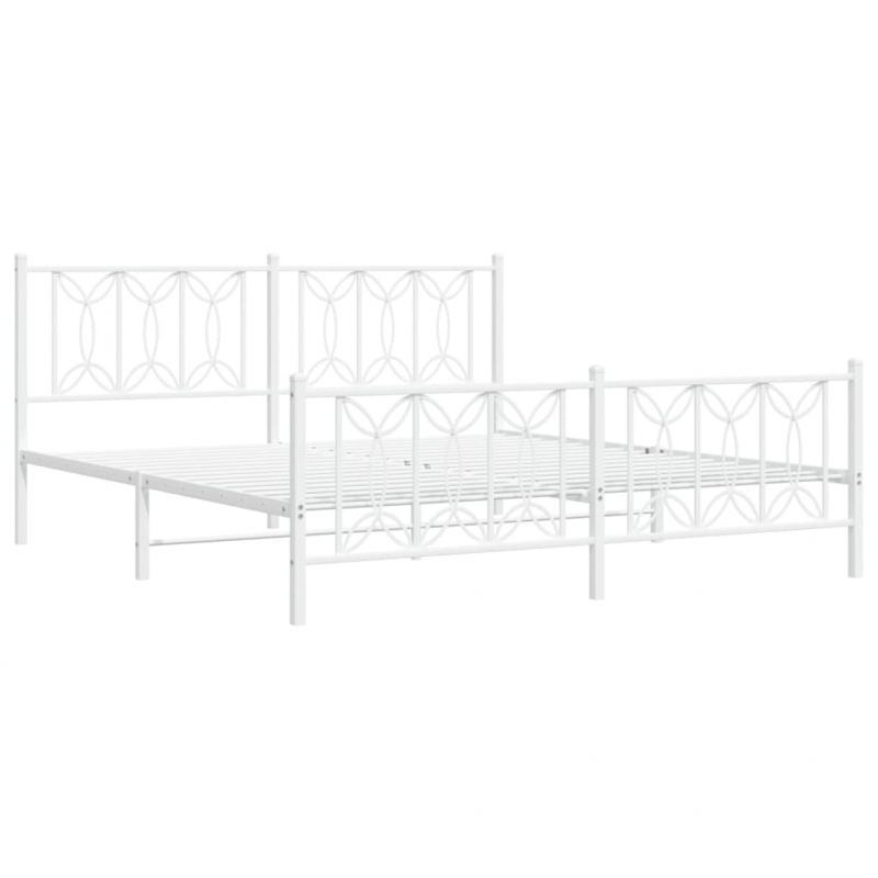Bettgestell mit Kopf- und Fußteil Metall Weiß 183x213 cm