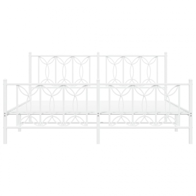 Bettgestell mit Kopf- und Fußteil Metall Weiß 183x213 cm
