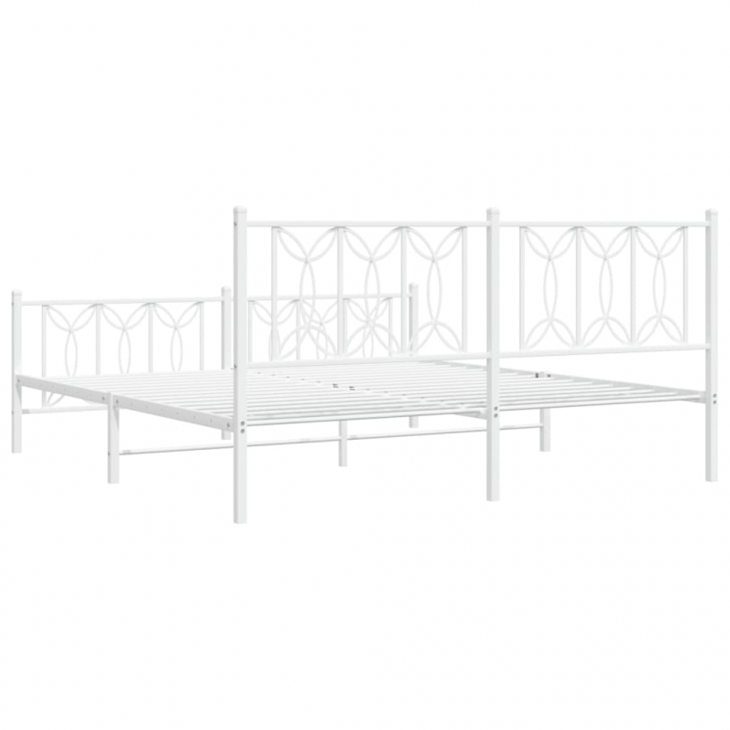 Bettgestell mit Kopf- und Fußteil Metall Weiß 183x213 cm