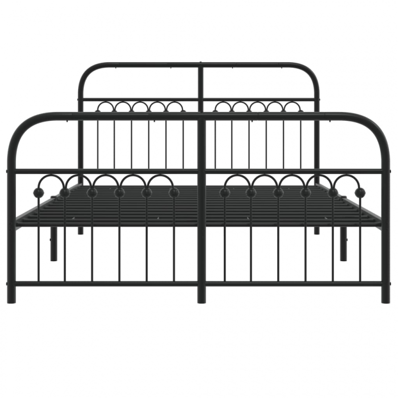 Bettgestell mit Kopf- und Fußteil Metall Schwarz 137x190 cm