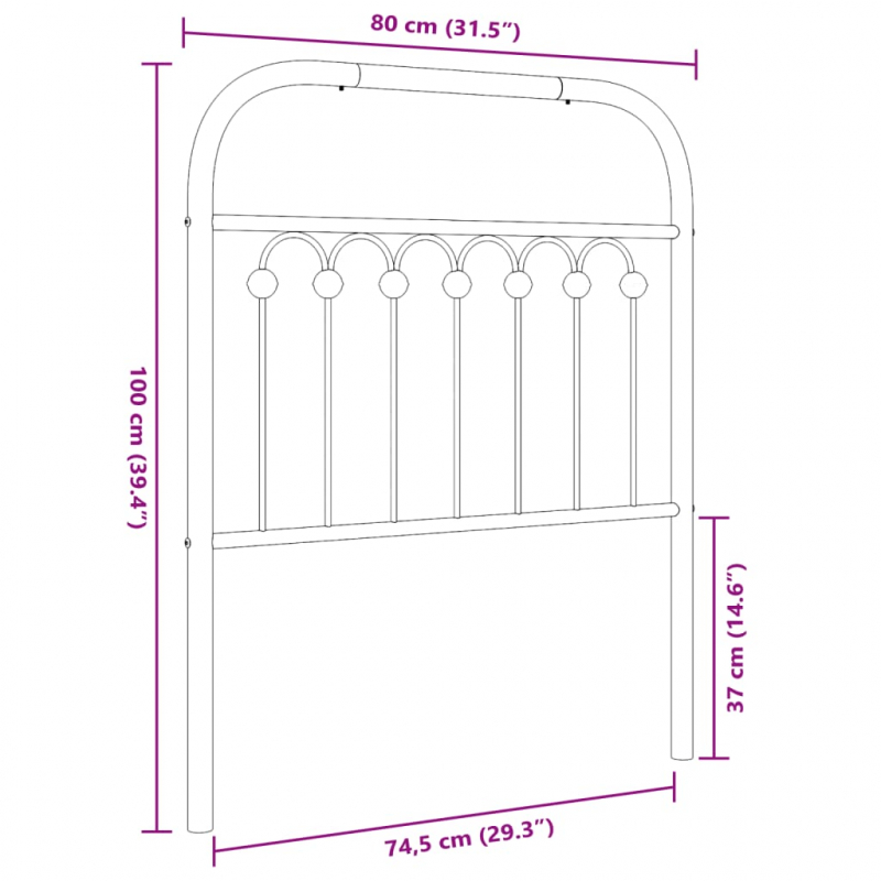 Kopfteil Metall Schwarz 75 cm