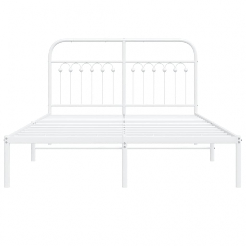 Bettgestell mit Kopfteil Metall Weiß 135x190 cm