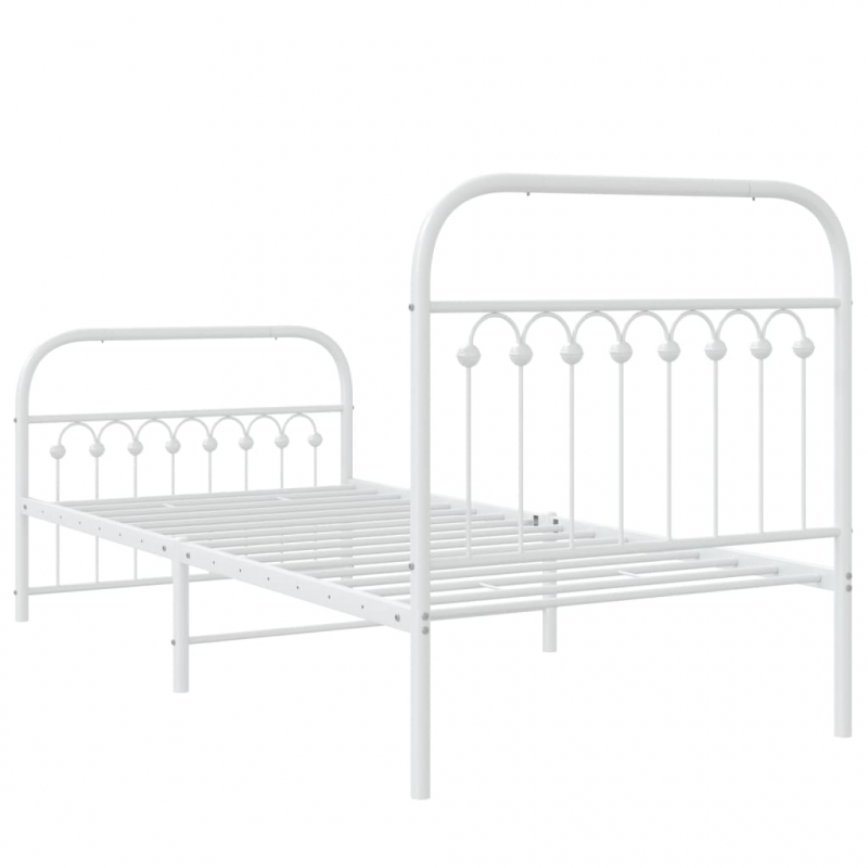 Bettgestell mit Kopf- und Fußteil Metall Weiß 90x200 cm