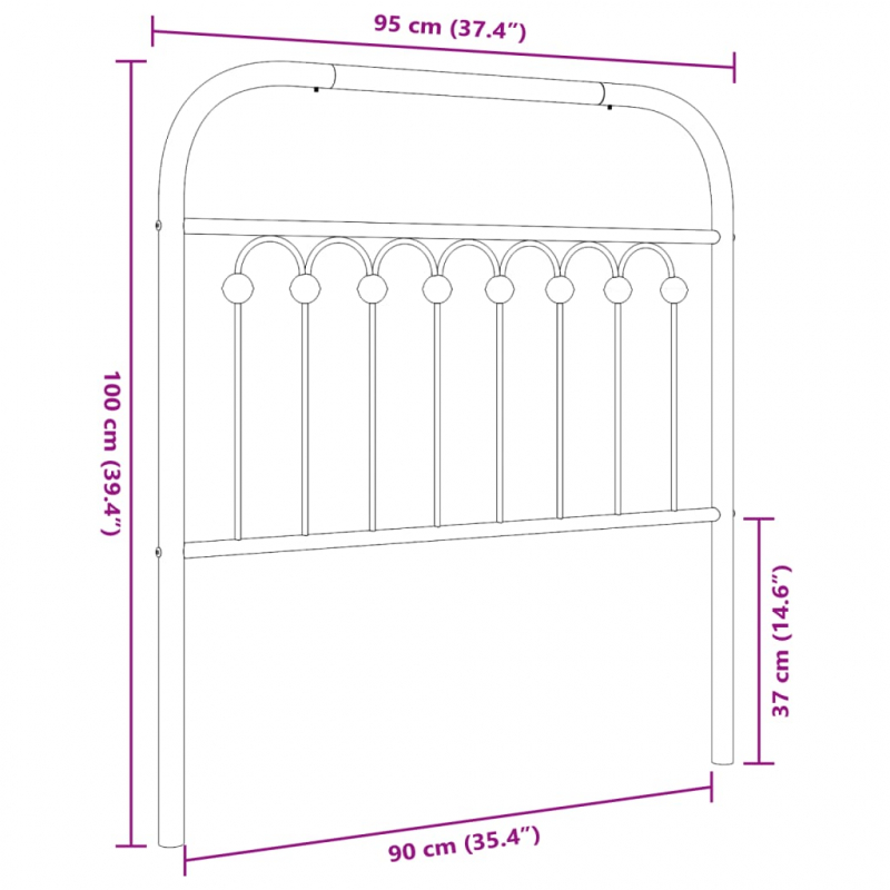 Kopfteil Metall Weiß 90 cm