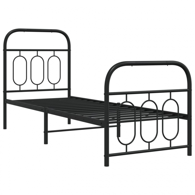 Bettgestell mit Kopf- und Fußteil Metall Schwarz 75x190 cm