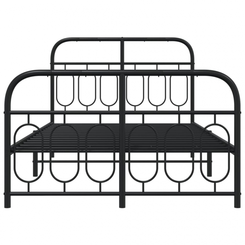 Bettgestell mit Kopf- und Fußteil Metall Schwarz 120x190 cm