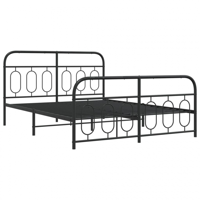 Bettgestell mit Kopf- und Fußteil Metall Schwarz 150x200 cm