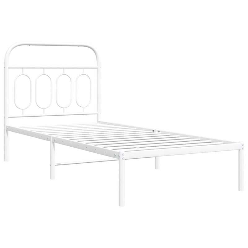 Bettgestell mit Kopfteil Metall Weiß 80x200 cm