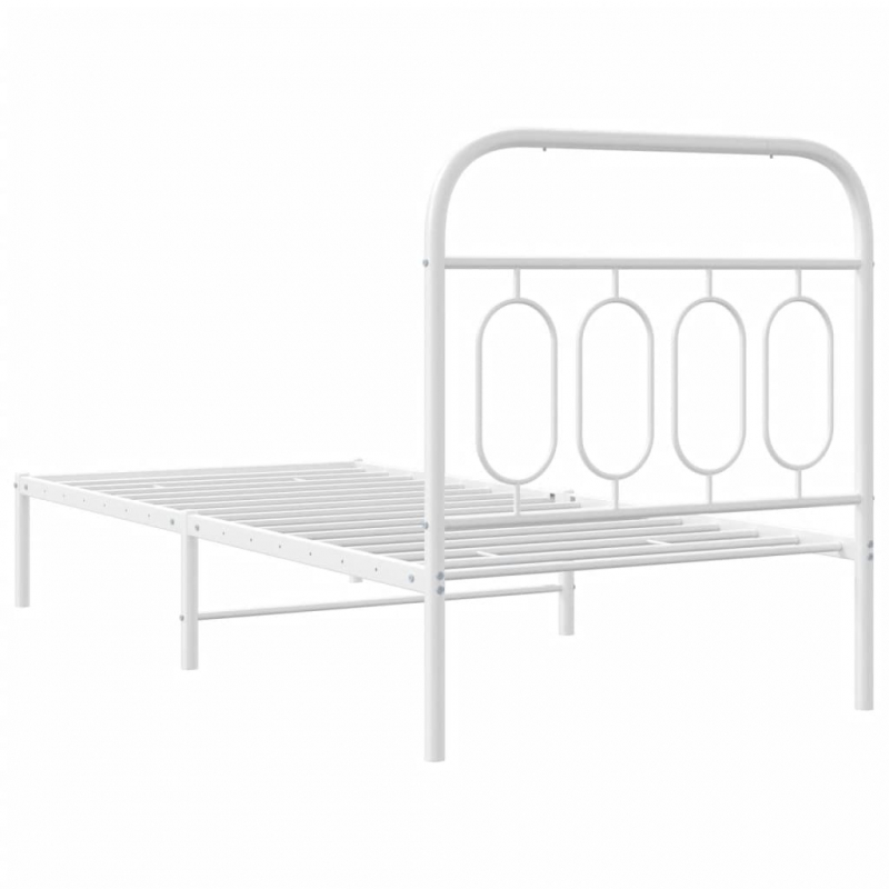Bettgestell mit Kopfteil Metall Weiß 90x190 cm