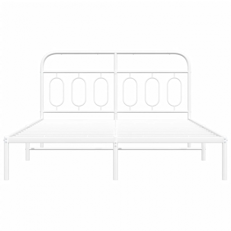 Bettgestell mit Kopfteil Metall Weiß 135x190 cm