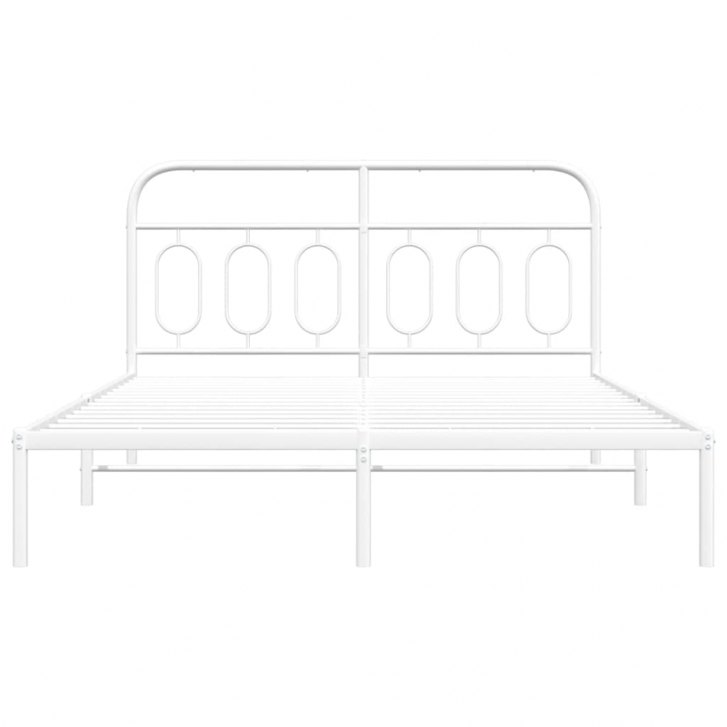 Bettgestell mit Kopfteil Metall Weiß 140x190 cm