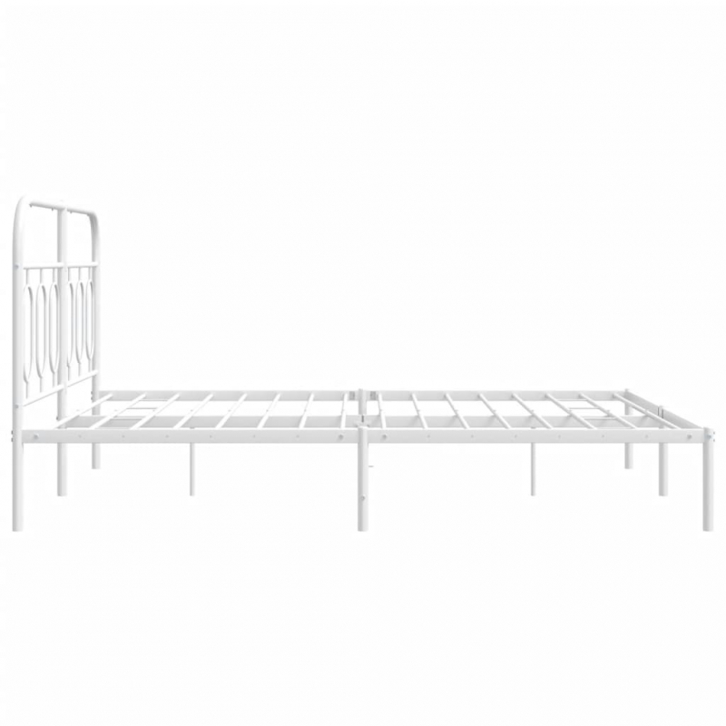 Bettgestell mit Kopfteil Metall Weiß 140x190 cm
