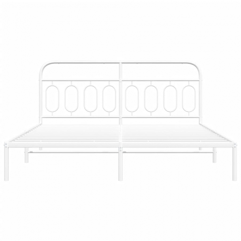 Bettgestell mit Kopfteil Metall Weiß 183x213 cm