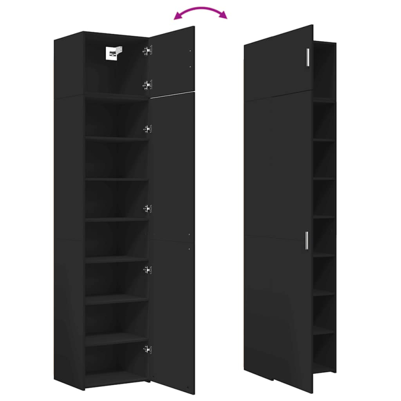 Hochschrank Schmal Schwarz 50x42,5x225 cm Holzwerkstoff