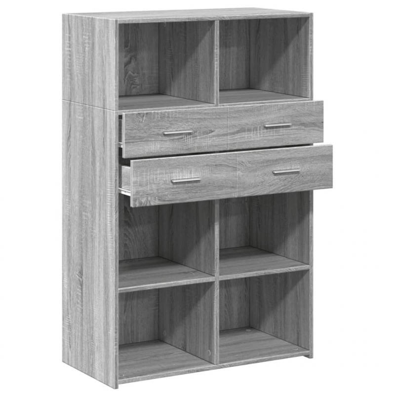 Highboard Grau Sonoma 80x42,5x124 cm Holzwerkstoff