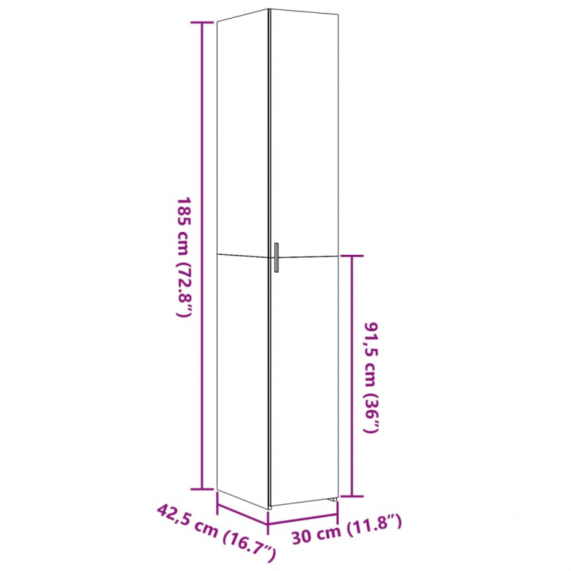 Highboard Betongrau 30x42,5x185 cm Holzwerkstoff