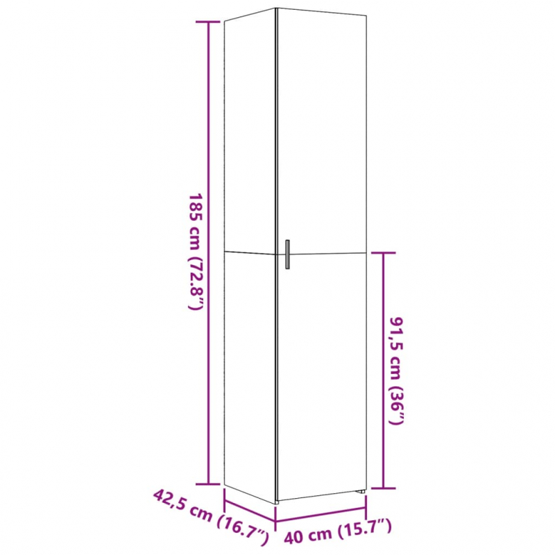 Highboard Betongrau 40x42,5x185 cm Holzwerkstoff