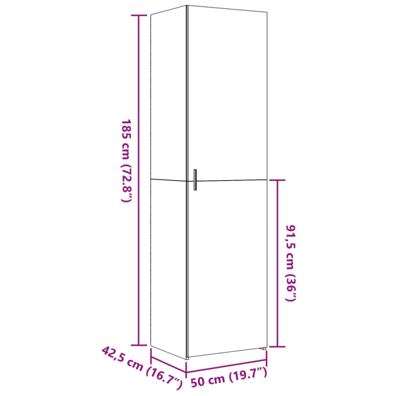 Highboard Sonoma-Eiche 50x42,5x185 cm Holzwerkstoff