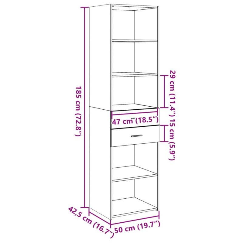 Highboard Weiß 50x42,5x185 cm Holzwerkstoff