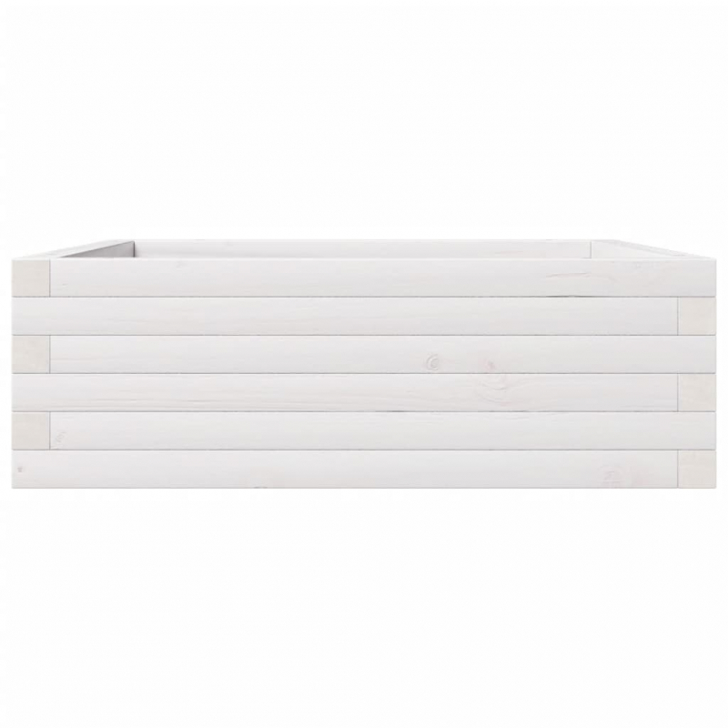 Pflanzkübel Weiß 70x70x23 cm Massivholz Kiefer