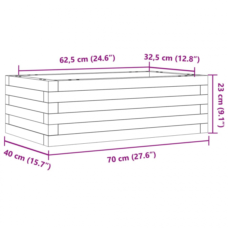 Pflanzkübel 70x40x23 cm Massivholz Douglasie