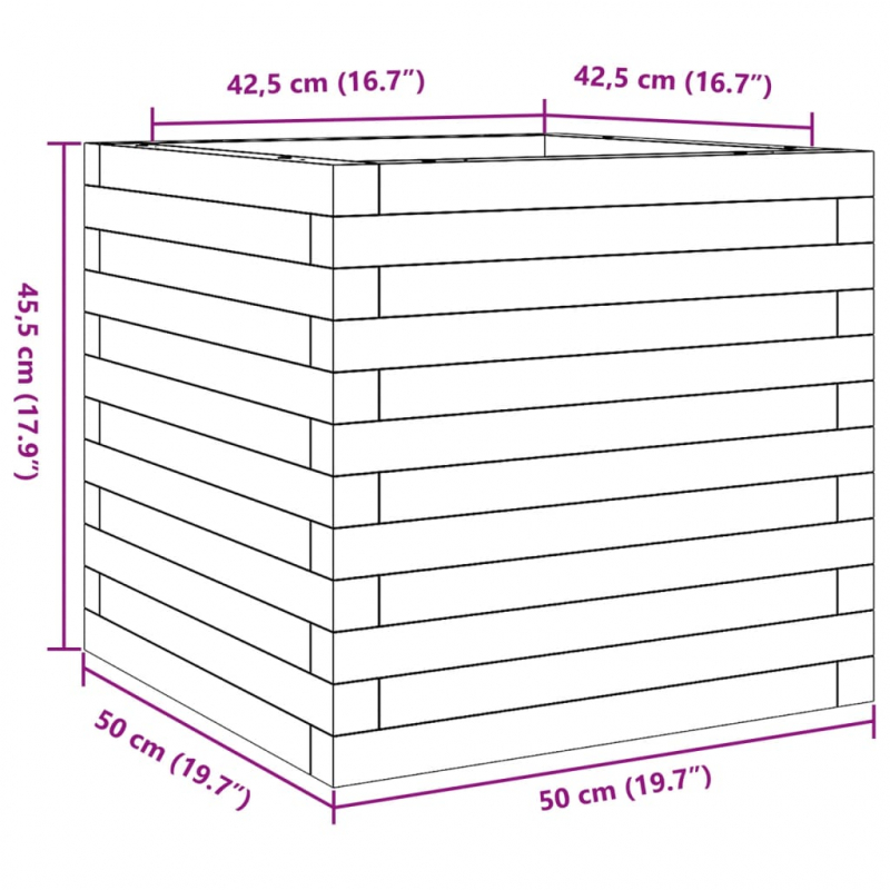 Pflanzkübel Wachsbraun 50x50x45,5 cm Massivholz Kiefer