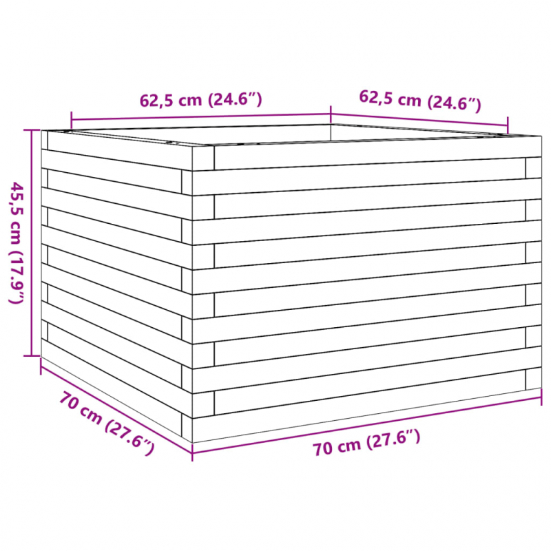 Pflanzkübel 70x70x45,5 cm Massivholz Douglasie