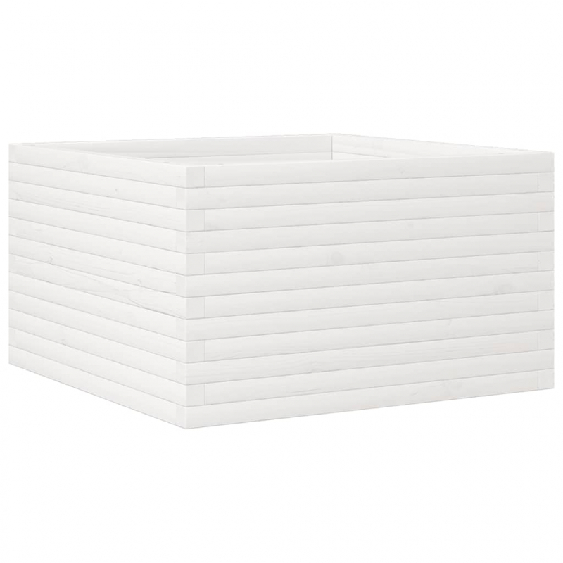 Pflanzkübel Weiß 80x80x45,5 cm Massivholz Kiefer