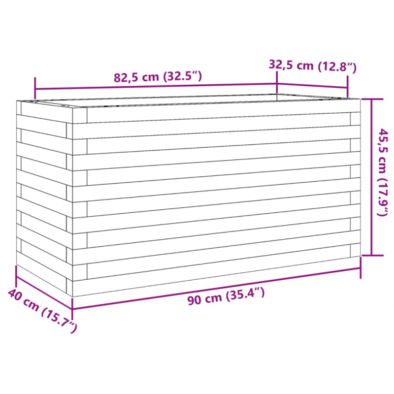 Pflanzkübel Wachsbraun 90x40x45,5 cm Massivholz Kiefer