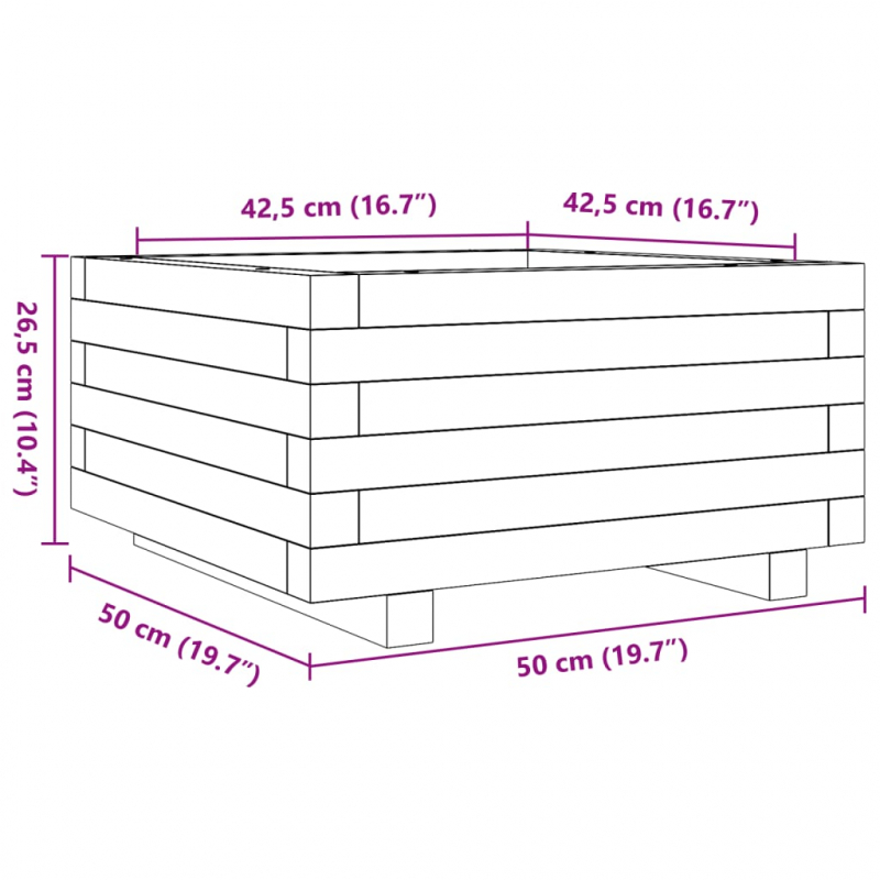 Pflanzkübel 50x50x26,5 cm Massivholz Douglasie