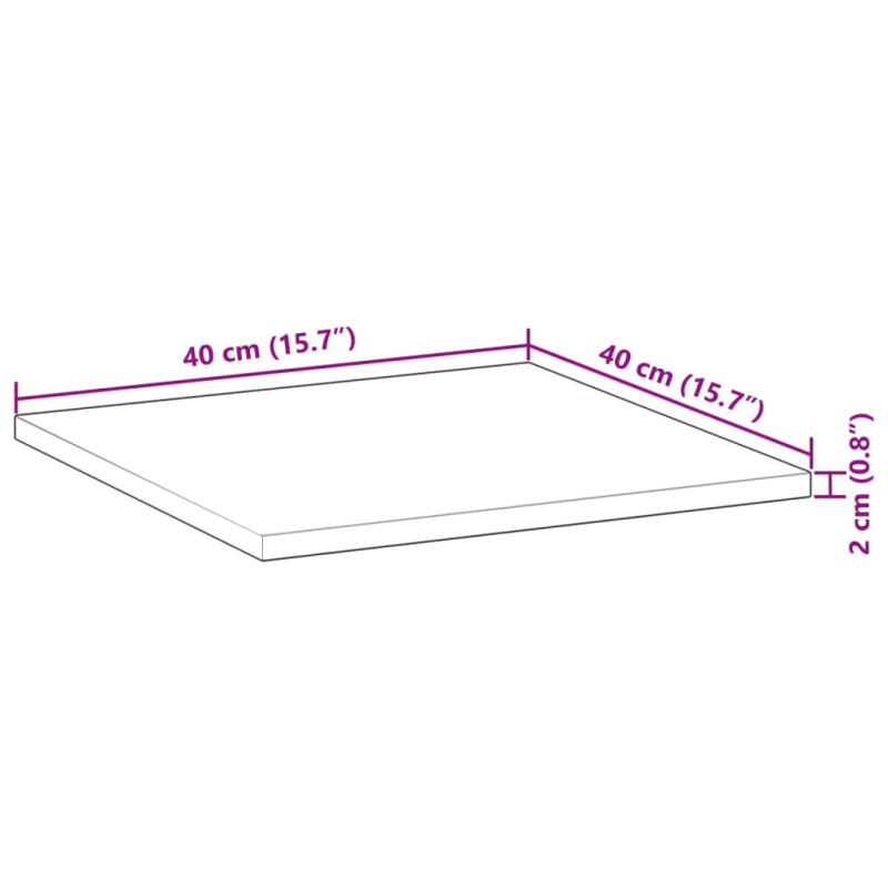 Tischplatte Quadratisch 40x40x2 cm Massivholz Akazie