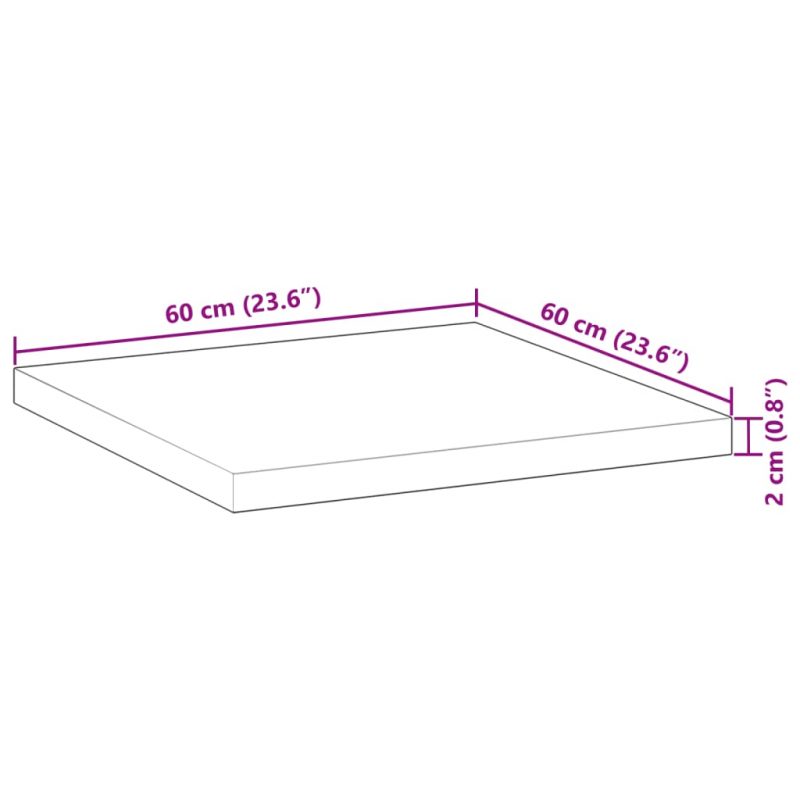 Tischplatte Quadratisch 60x60x2 cm Massivholz Akazie