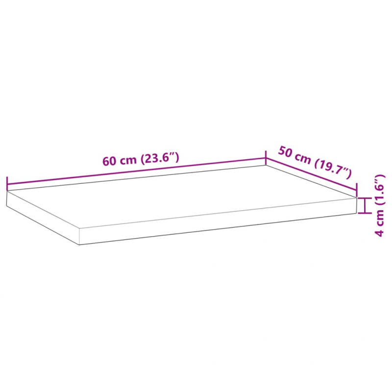 Tischplatte Rechteckig 60x50x4 cm Massivholz Akazie