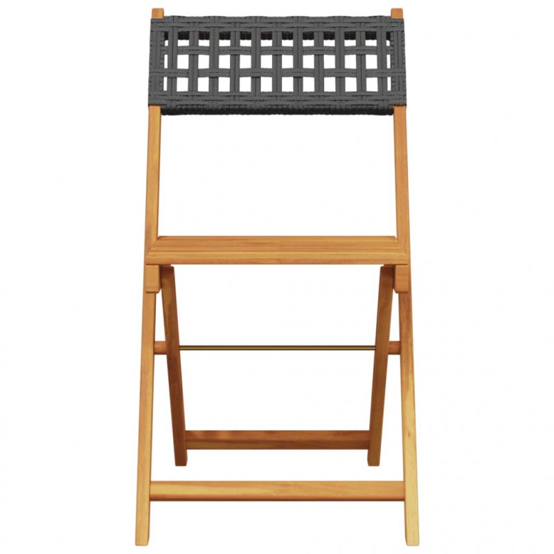 3-tlg. Bistro-Set Schwarz Poly Rattan und Massivholz