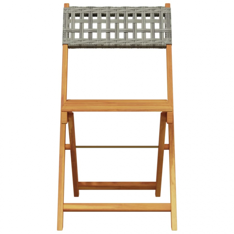 3-tlg. Bistro-Set Grau Poly Rattan und Massivholz