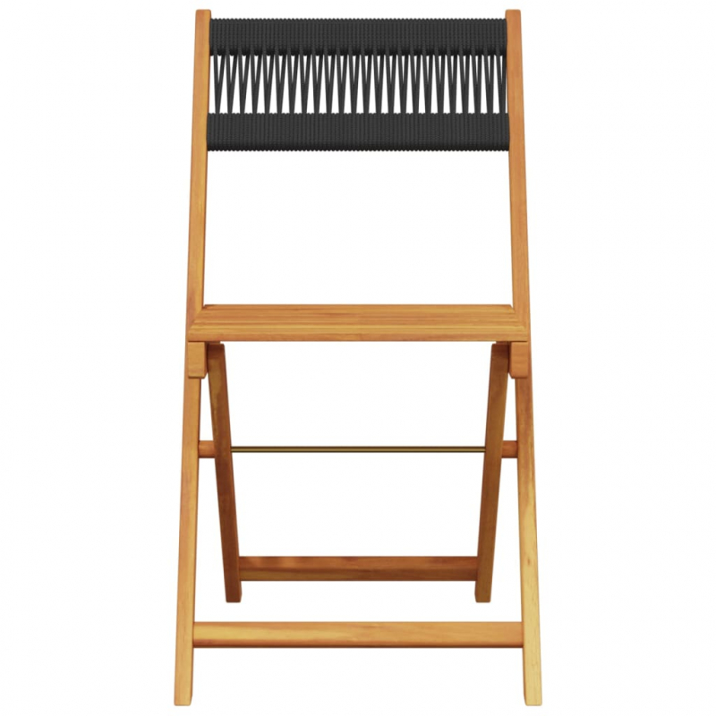 3-tlg. Bistro-Set Schwarz Polypropylen und Massivholz