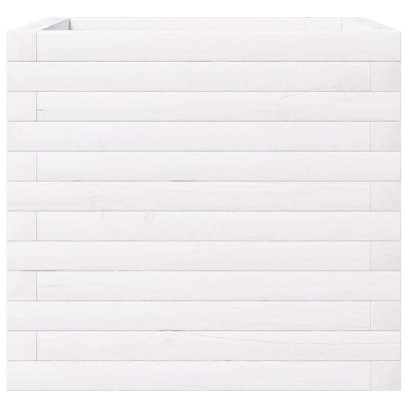 Pflanzkübel Weiß 50x50x46 cm Massivholz Kiefer