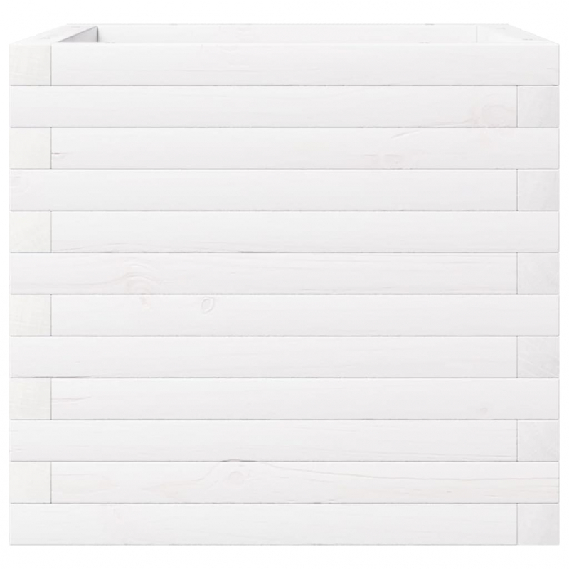 Pflanzkübel Weiß 50x50x46 cm Massivholz Kiefer