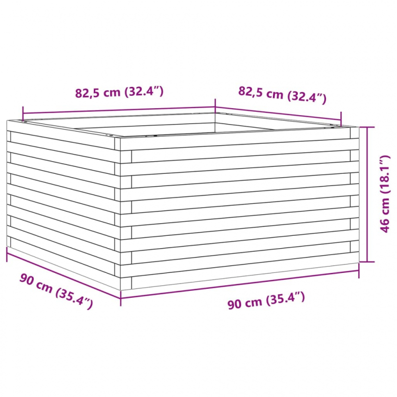 Pflanzkübel 90x90x46 cm Massivholz Douglasie