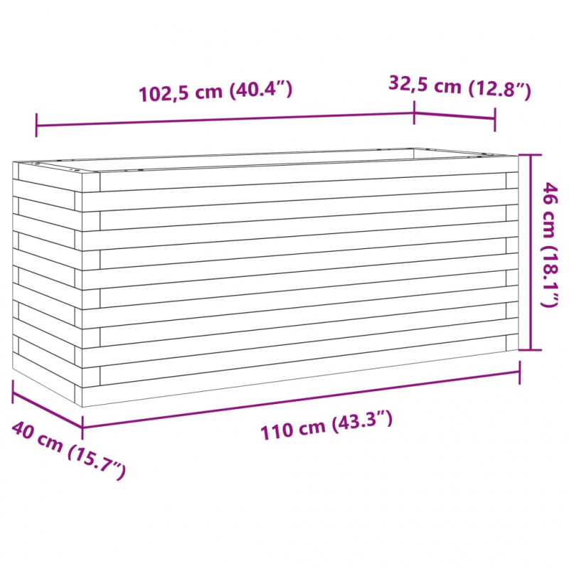 Pflanzkübel 110x40x46 cm Massivholz Douglasie