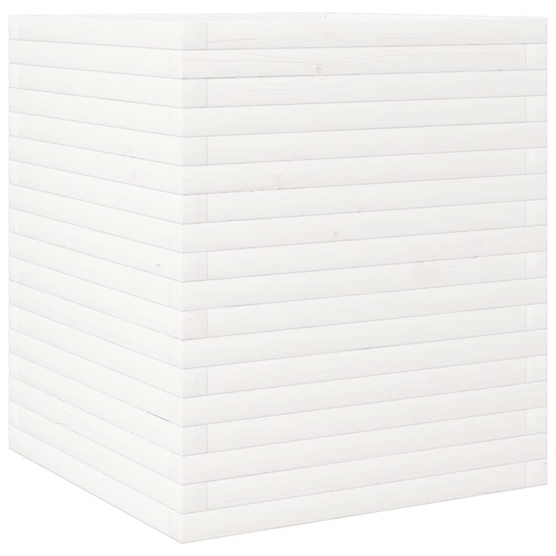 Pflanzkübel Weiß 60x60x68,5 cm Massivholz Kiefer