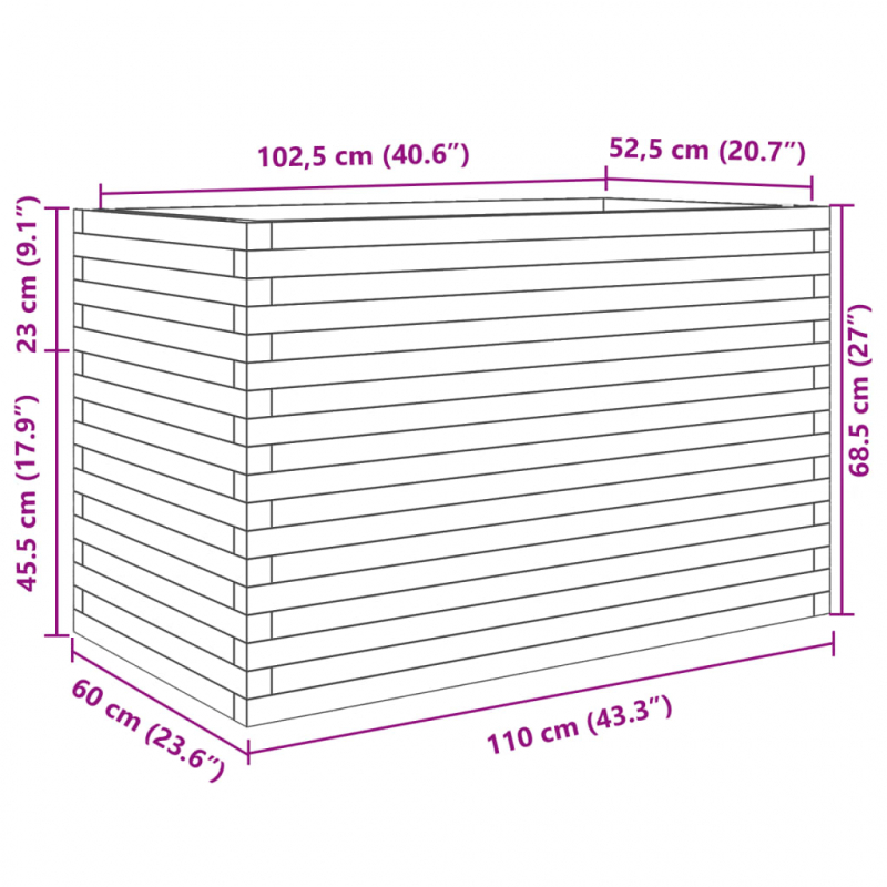 Pflanzkübel 110x60x68,5 cm Kiefernholz Imprägniert