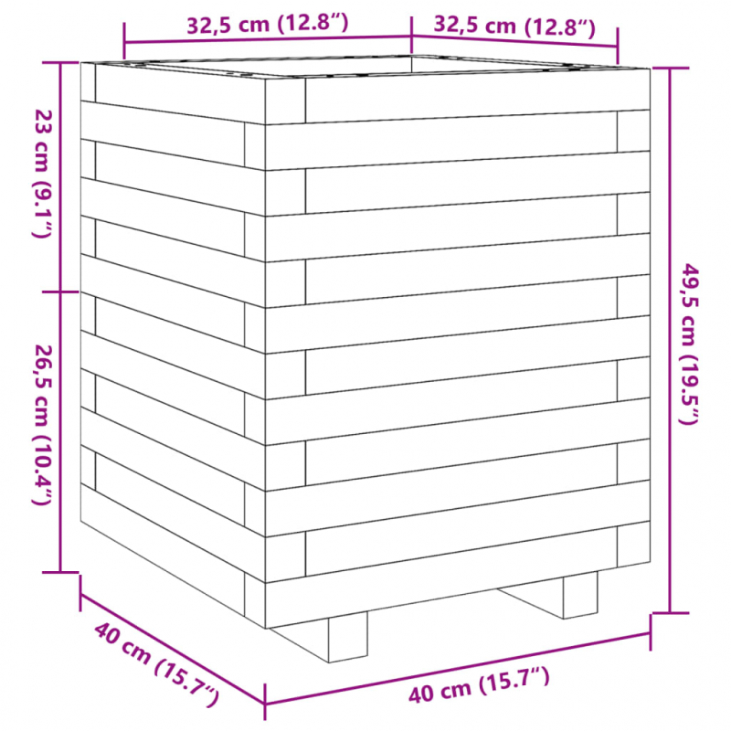 Pflanzkübel Wachsbraun 40x40x49,5 cm Massivholz Kiefer