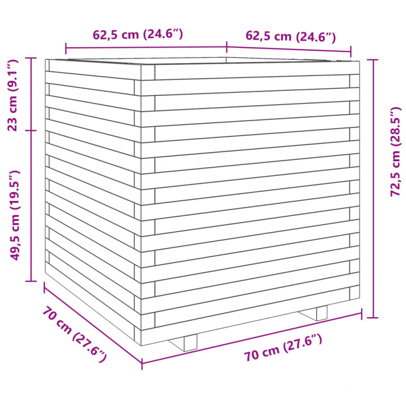 Pflanzkübel 70x70x72,5 cm Massivholz Kiefer