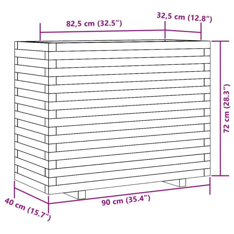 Pflanzkübel 90x40x72 cm Massivholz Douglasie